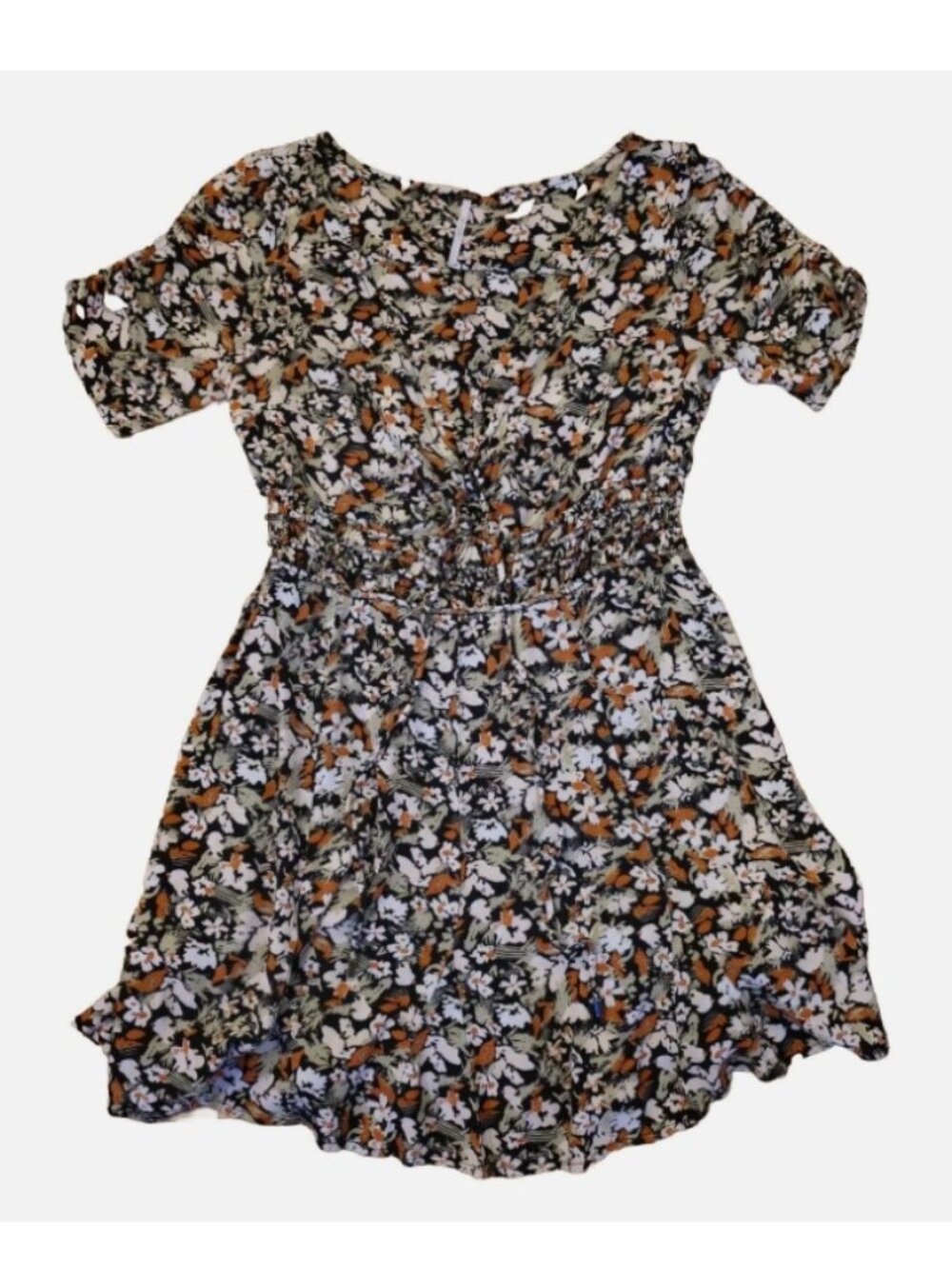 Free People Women's Dress Size 8 Floral Smocked Forget Me Not Flowy Mini